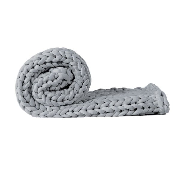 Knitted Weighted Blanket Chunky Bulky Knit Throw Blanket 3kg Grey Carousel 2