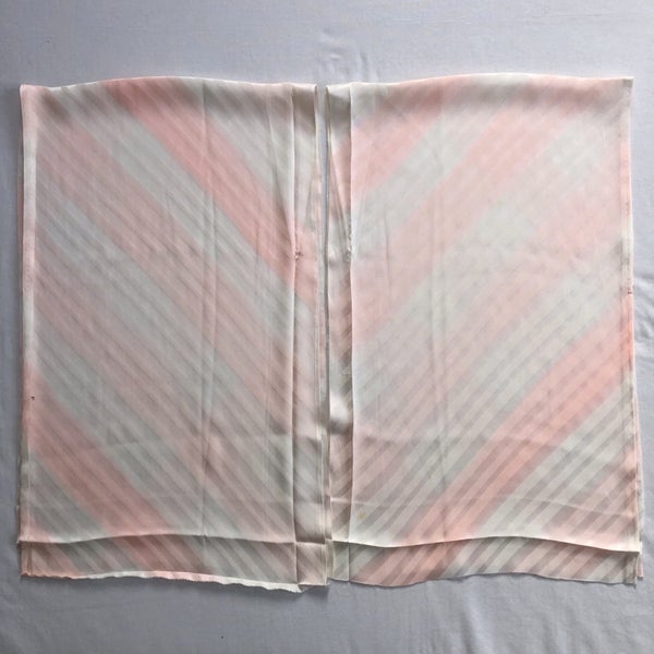 Vintage Japanese Pink Diagonal Stripe Silk Fabric Pieces Kimono Panels X2 Carousel 14