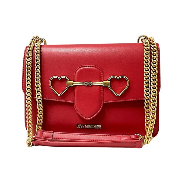 Moschino Love Faux Leather shoulder Bag with chain and Golder clamp Carousel 1
