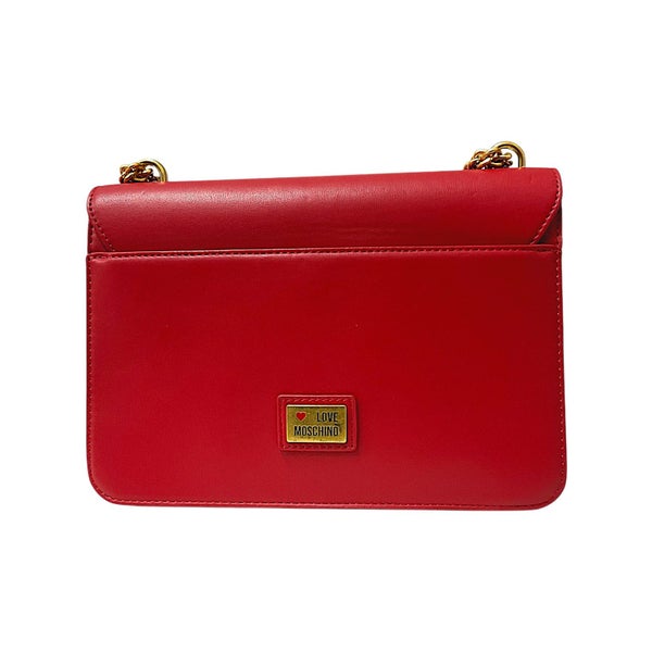 Moschino Love Faux Leather shoulder Bag with chain and Golder clamp Carousel 9