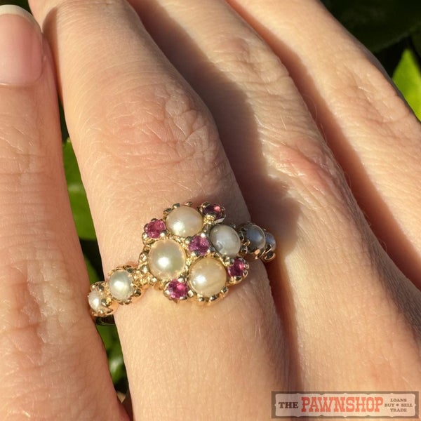 14ct Yellow Gold Ruby & Pearl Dress Ring ~ $3,100! Carousel 2