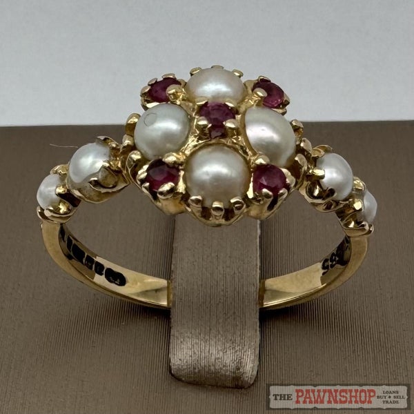 14ct Yellow Gold Ruby & Pearl Dress Ring ~ $3,100! Carousel 1