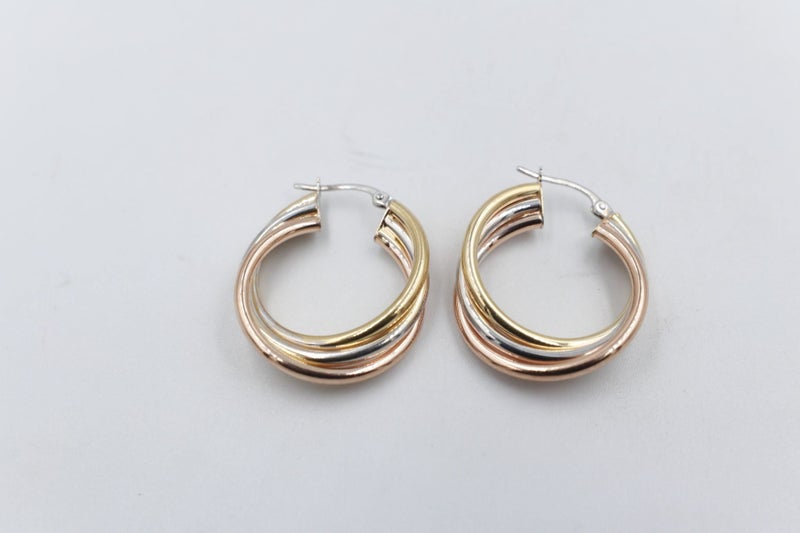 9ct Gold 3 tone crossover Earrings 200BC698/9900 Carousel 2