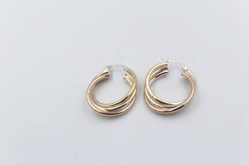 9ct Gold 3 tone crossover Earrings 200BC698/9900 Carousel 8