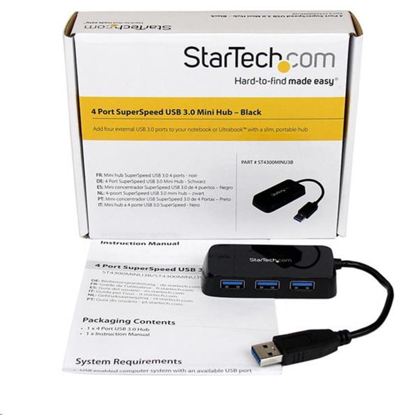 StarTech.com Portable 4 Port Mini USB 3.0 Hub - Black [ST4300MINU3B] Carousel 5
