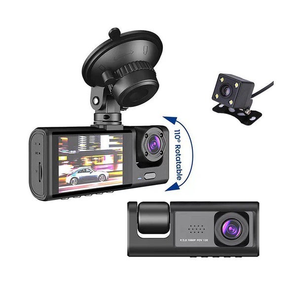 Wifi Dash Cam With 3 Cameras (Front/Inside/Rear) - Black Box Traffic Recorder Carousel 2