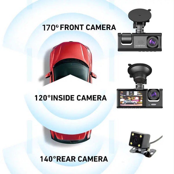 Wifi Dash Cam With 3 Cameras (Front/Inside/Rear) - Black Box Traffic Recorder64142056882434112