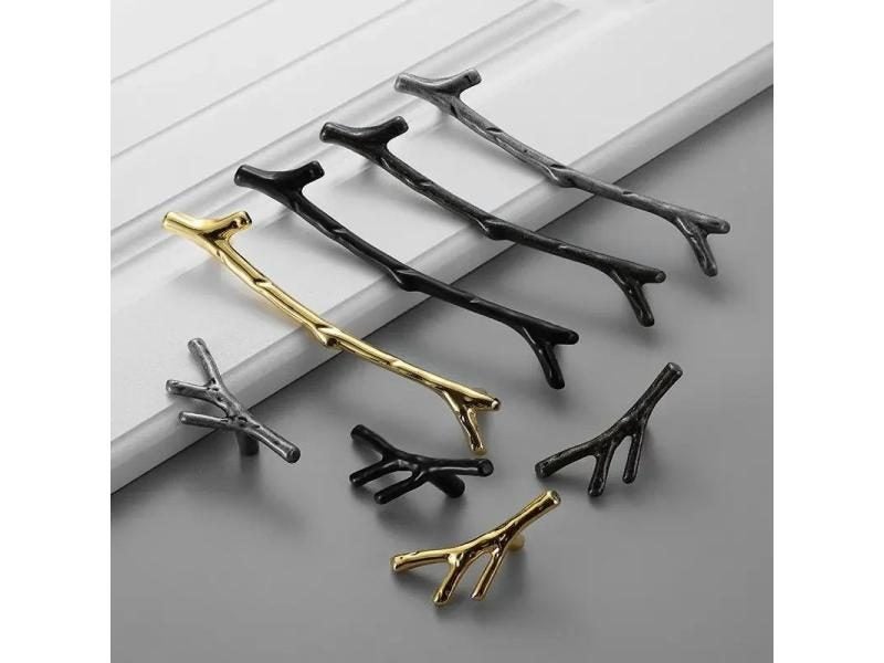 Fashion Tree Branch Furniture Handle 96mm 128mm Black Silver Bronze Kitchen Carousel 1