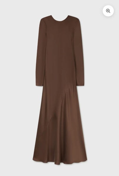 SILK LAUNDRY RRP $540 FULL SLEEVE BIAS DRESS DARK EARTH Carousel 2