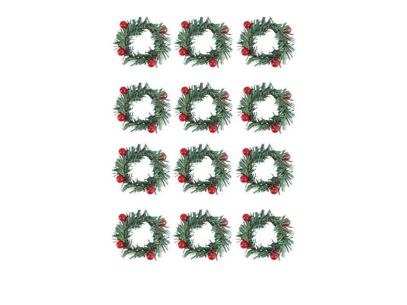 2 Pcs/4 Pcs/6 Pcs/12 Pcs Red Fruit Pine Needle Flower Rings Thanksgiving Carousel 1