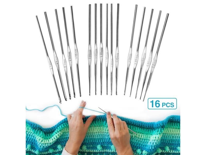 16Size Crochet Hooks Set Knitting Needles Set Crochet For Sweater Knitting Kit Carousel 1