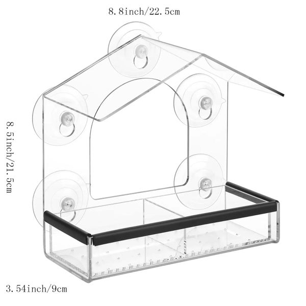 Acrylic Window Bird Feeder Detachable Birds Feeders Tray Transparent Outside Carousel 1