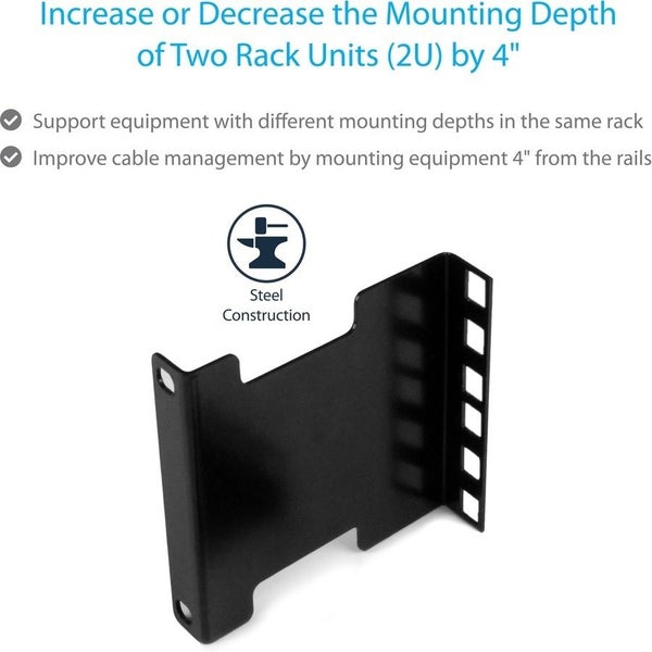 StarTech.com 2U Server Rack Depth Extender Adapter Kit - Recess or Extend 4" - T Carousel 8