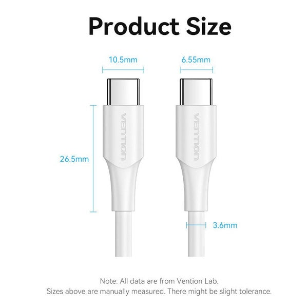 Vention USB 2.0 C Male to C Male 3A Cable 1.5M White Carousel 2