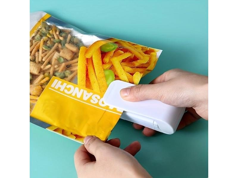 1pc Portable Bag Heat Sealer Plastic Package Storage Bag White Mini Home Carousel 1