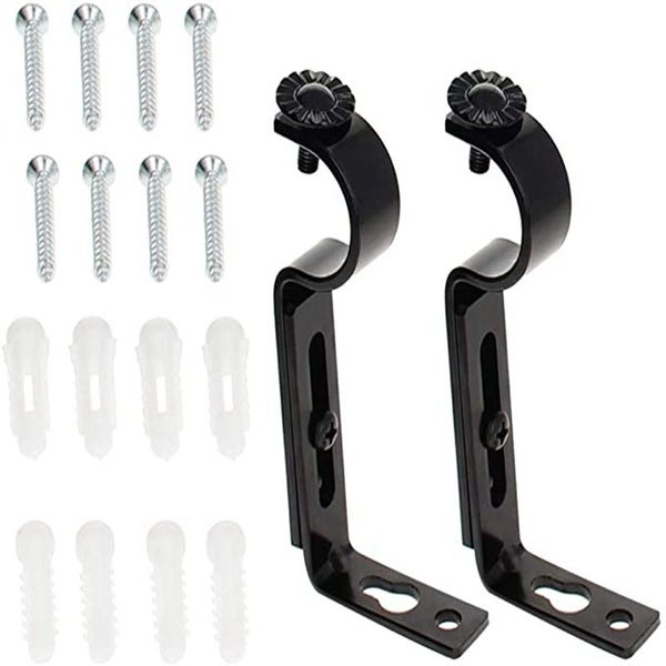 Adjustable Curtain Rod Brackets 20-28mm Curtain Rod Bracket (black) 2pcs Carousel 1
