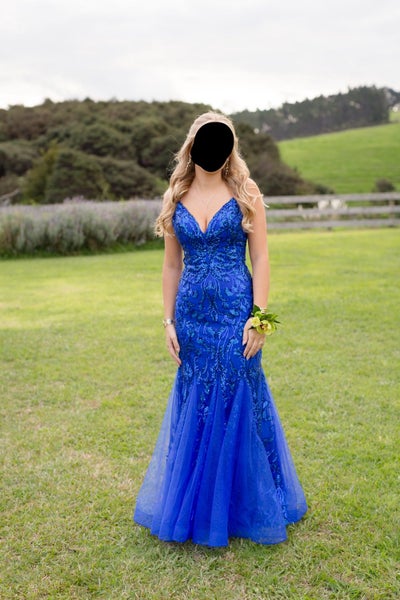 Blue Sequin Ball Dress Carousel 1
