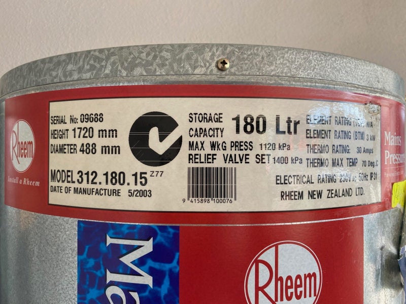 Rheem Hot Water Cylinder - Mains Pressure - 2 Carousel 2