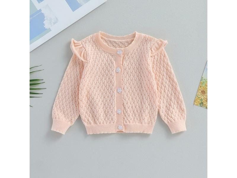 Toddler Baby Girls Long Fly Sleeve Button-down Sweater For Autumn Winter Carousel 1