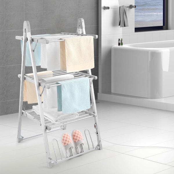 Electric Airer Heated Towel Rail Clothes Drying Rack Carousel 2