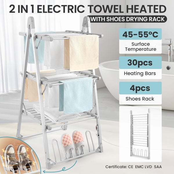 Electric Airer Heated Towel Rail Clothes Drying Rack Carousel 1