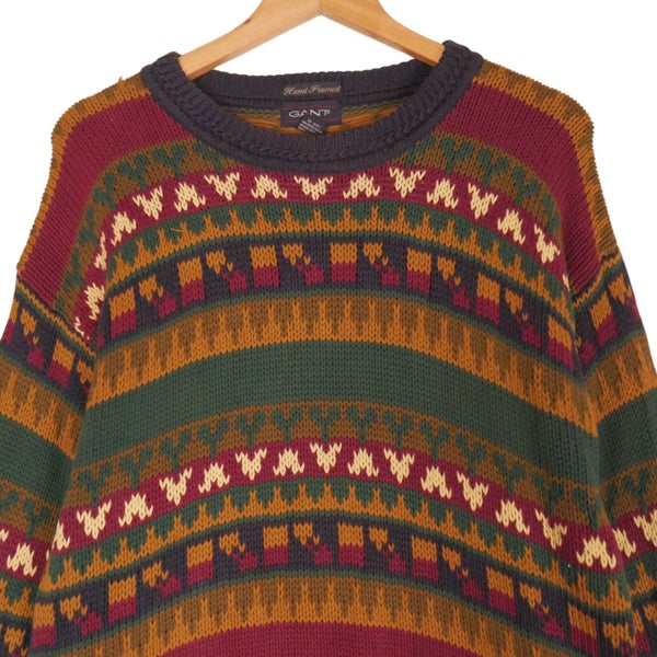 Vintage 90s Hand Framed Gant Knit Sweater Medium Carousel 2