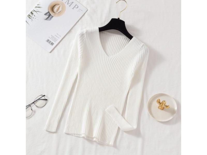Autumn Winter Women Sweaters Casual Long Sleeve Knitted V Neck Pullover Sweater Carousel 1