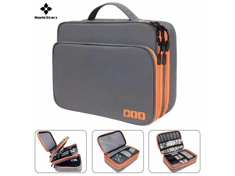 Multi Layer Cable Storage Bag Electronic Accessories Organizer Portable Travel Carousel 2
