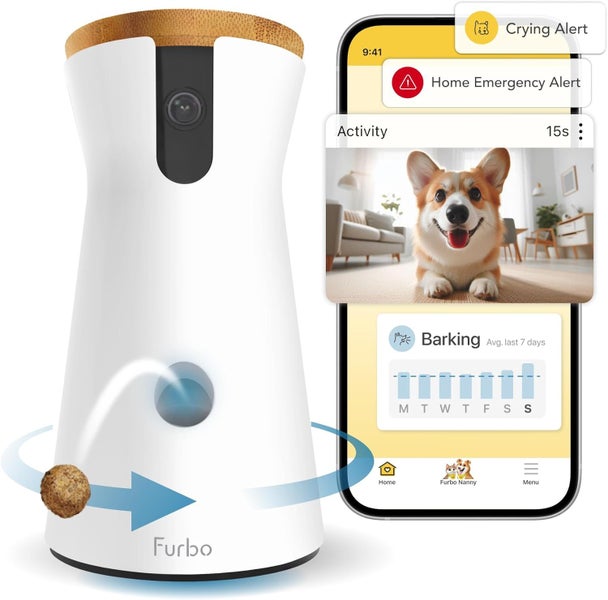 Furbo 360° Smart App Dog Camera + Interactive Pet Treat Dispenser Carousel 1