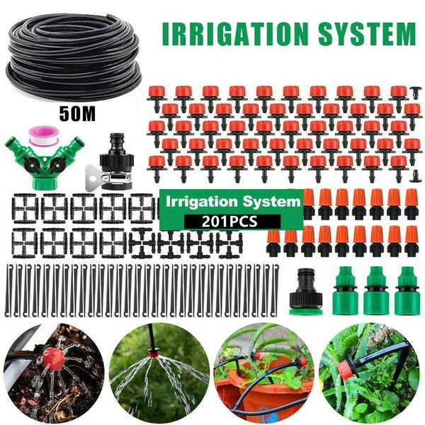 50M Hose Garden Irrigation System Plant Watering DIY Micro Drip Kits Carousel 1
