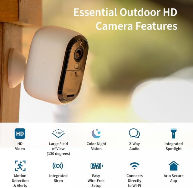 Arlo Essential 2nd Gen Full HD Spotlight Wireless Camera - White Carousel 2