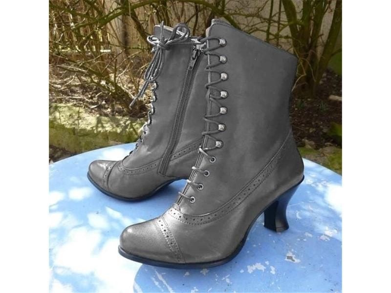 Quality Women Boots PU Leather Bikerboots Women For Women High Heel Pointed Toe Carousel 1