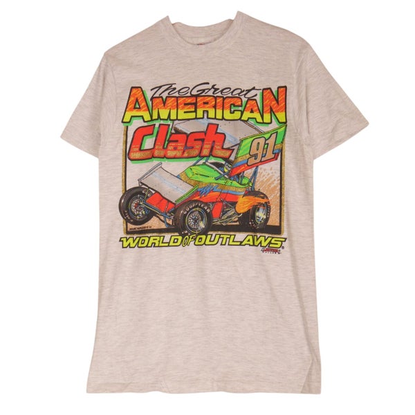 Vintage 1991 Single Stitch Sprint Car American Outlaw Tee Medium Carousel 1