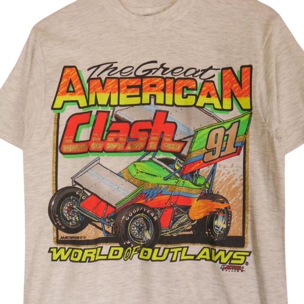 Vintage 1991 Single Stitch Sprint Car American Outlaw Tee Medium Carousel 2
