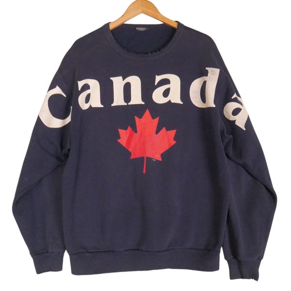 Vintage 90s Canada Spellout Distressed Sweatshirt XL Carousel 1