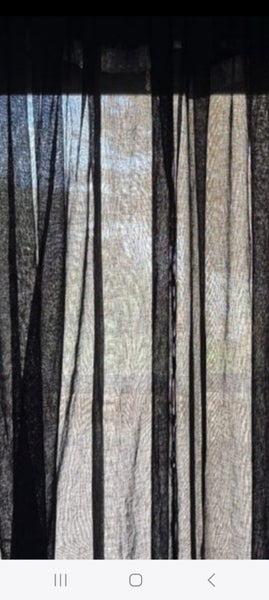REF280 NEW BLACK LINEN SHEER DRAPES Carousel 1