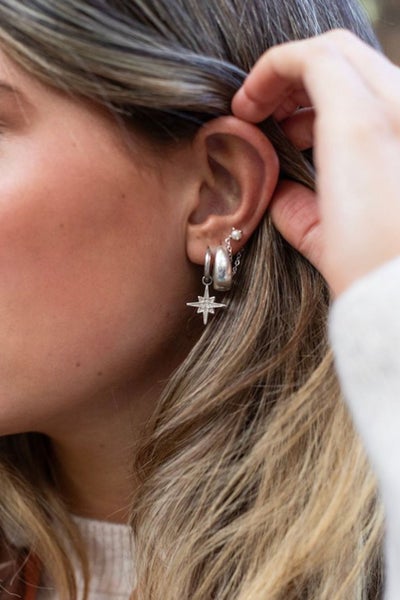 Antler Stella Star Huggie Earrings Silver Carousel 1