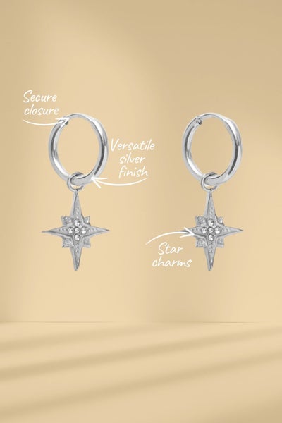 Antler Stella Star Huggie Earrings Silver Carousel 2