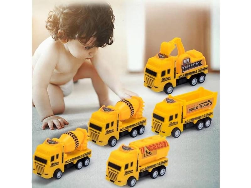 4 Pack Pull Back Cars Friction Powered Toy Vehicles Construction Set - Dump Carousel 1