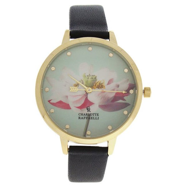 Charlotte Raffaelli CRF008 La Florale - Gold/Black Leather Strap Watch by Cha... Carousel 1