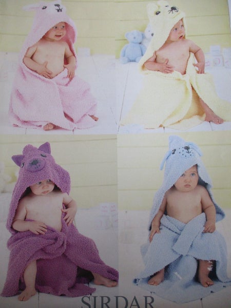 KNIT SIRDAR "Snowflake & DK Hooded "Mouse-Rabbit-Cat & Dog" Blankets!" to knit! Carousel 1