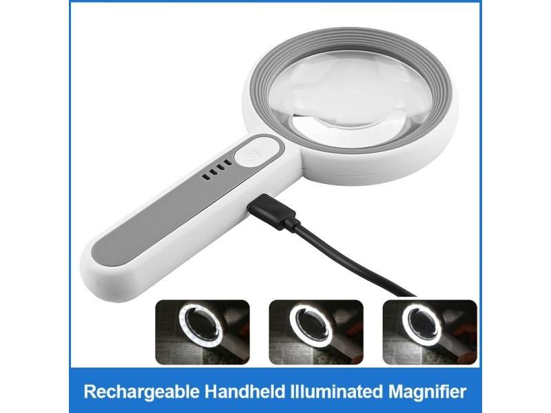 Rechargeable 12X Portable Magnifying Glass With LED Light For Seniors Reading Carousel 1