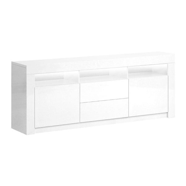 Artiss Tv Cabinet Entertainment Unit Stand Rgb Led Gloss Drawers 160cm White Carousel 1