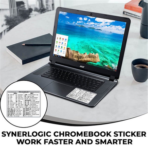 Chromebook OS Laptop Reference Keyboard Shortcut Sticker - White, No-Residue Carousel 2