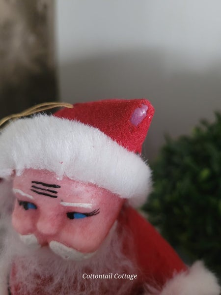 Genuine Vintage Flocked Santa 18cm #1 Carousel 2