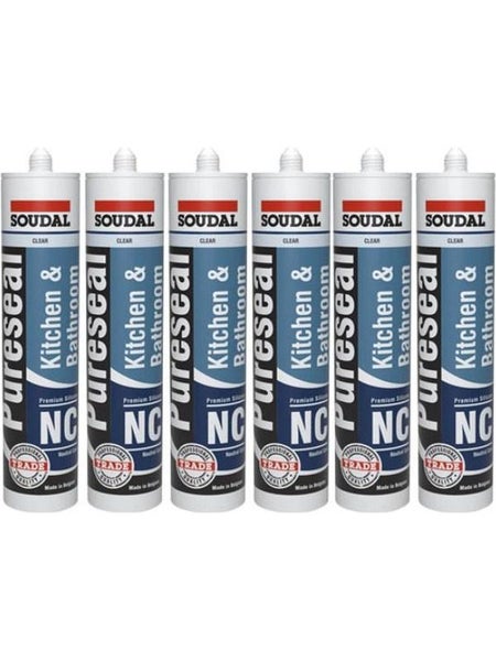 6 x Soudal Pureseal Bathroom and Kitchen Neutral Cure White 300ml Carousel 1