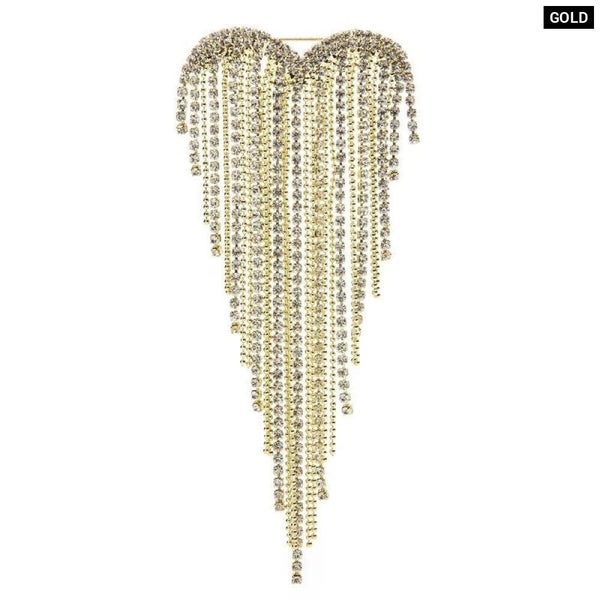 Heart Tassel Brooch Rhinestone Party Pin Carousel 1