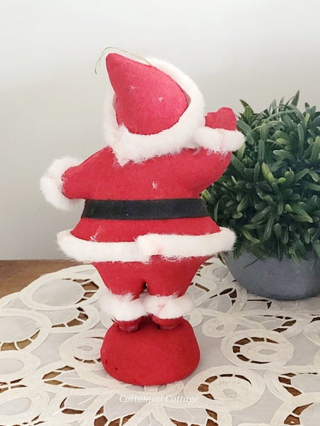 Genuine Vintage Flocked Santa 18cm #2 Carousel 2