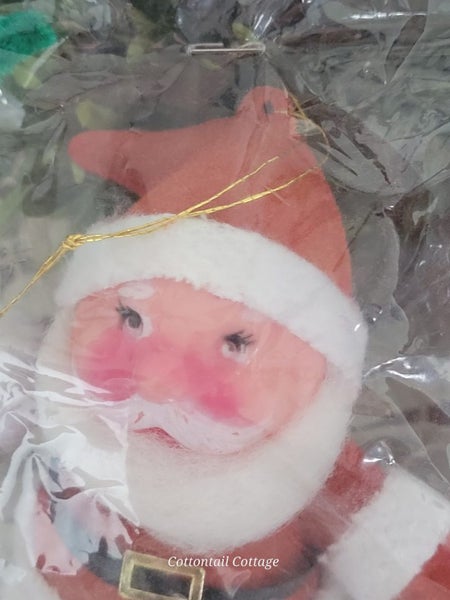Genuine Vintage Flocked Santa 10cm #2 Carousel 2