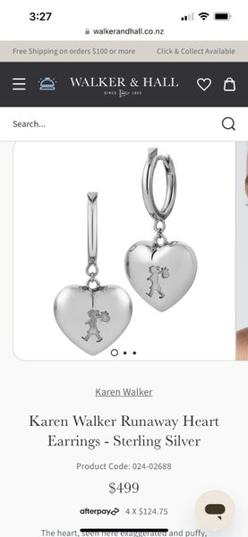 Karen Walker Runaway Heart Earrings - Sterling Silver NEW Carousel 2